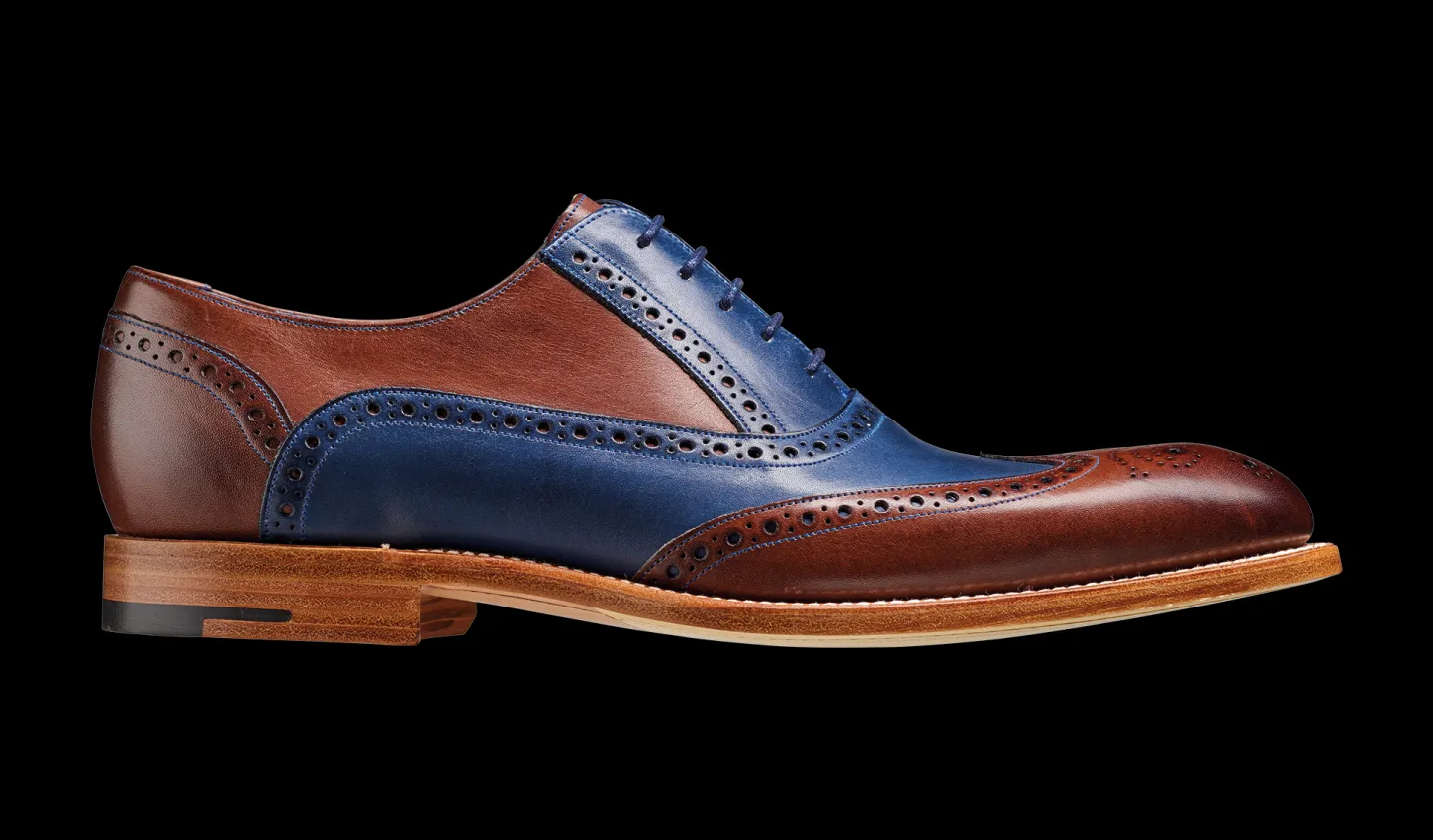 Outlet Valiant Multi - Ebony / Navy Hand Painted Mens Brogues | Mens Oxfords