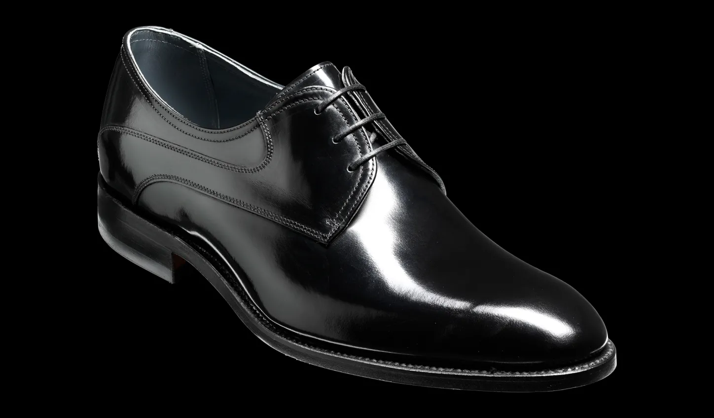 Hot Wickham - Black Hi-Shine Mens Derbys