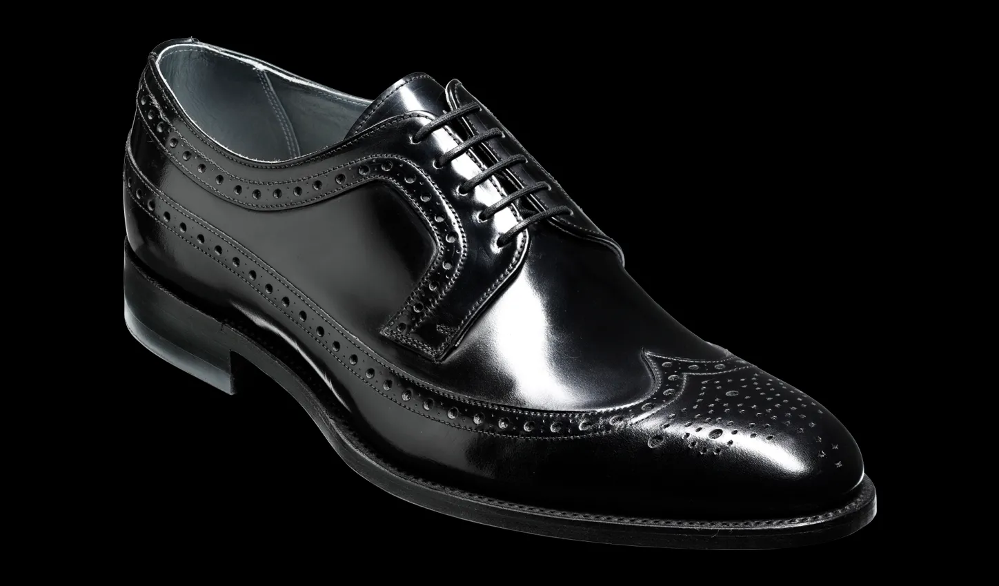 Cheap Woodbridge - Black Hi-Shine Mens Brogues | Mens Derbys