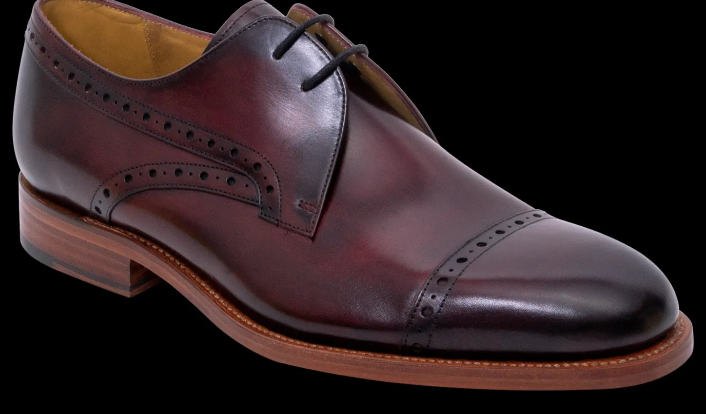 Cheap Wye - Hand Brushed Burgundy Mens Derbys
